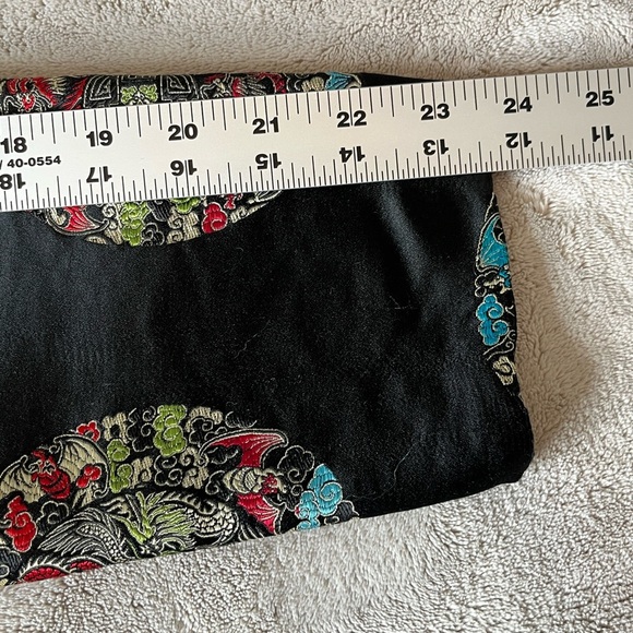 Vintage Asian Embroidered Satin Reversible Open Front Evening Jacket Women L/XL - Picture 14 of 15